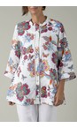 Sahara White / Multi Botanical Floral Linen Flare Shirt  