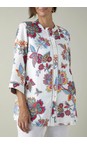 Sahara White / Multi Botanical Floral Linen Flare Shirt  
