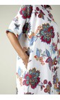 Sahara White / Multi Botanical Floral Linen Long Shirt  