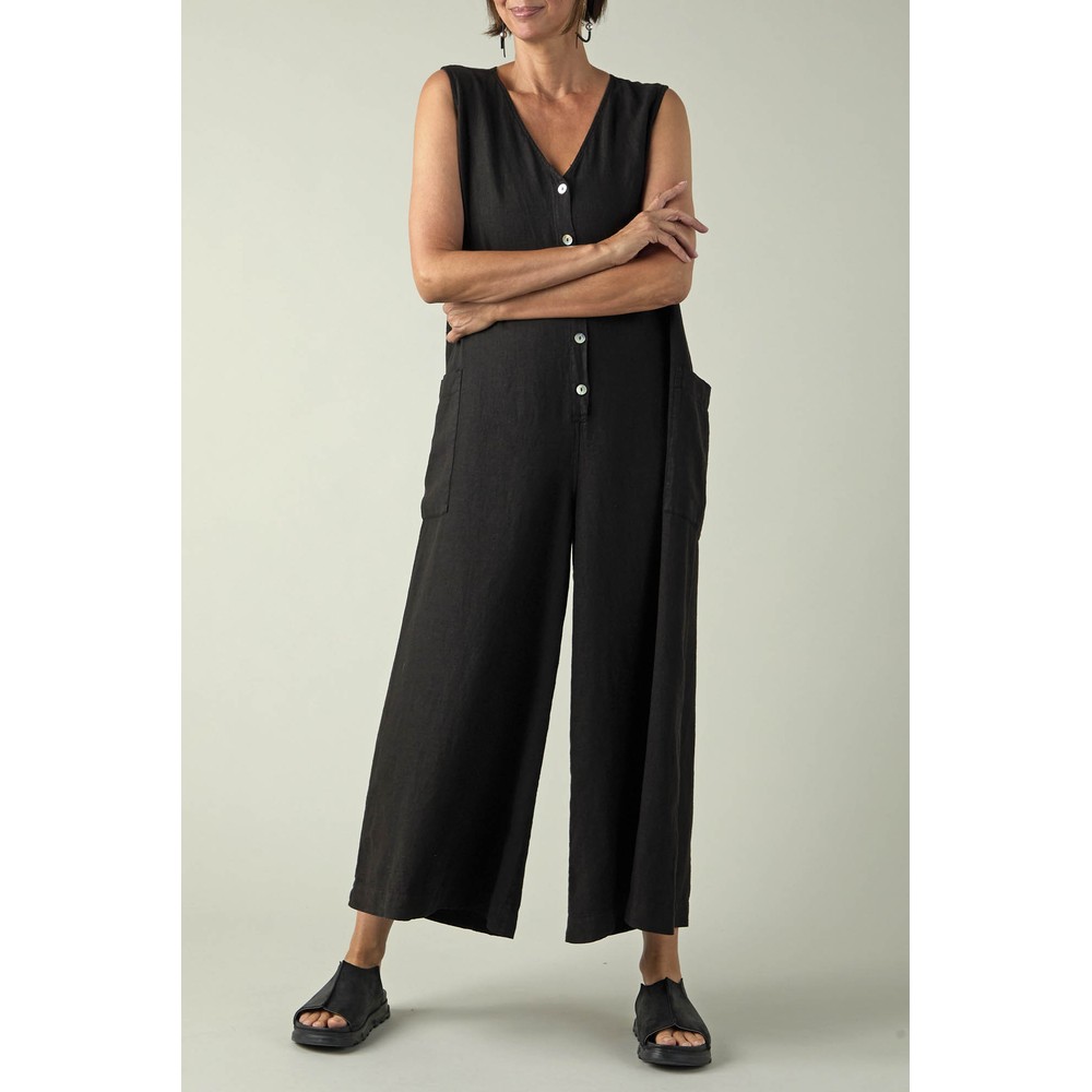 Sahara New Fine Linen Relaxed Jumpsuit Black 