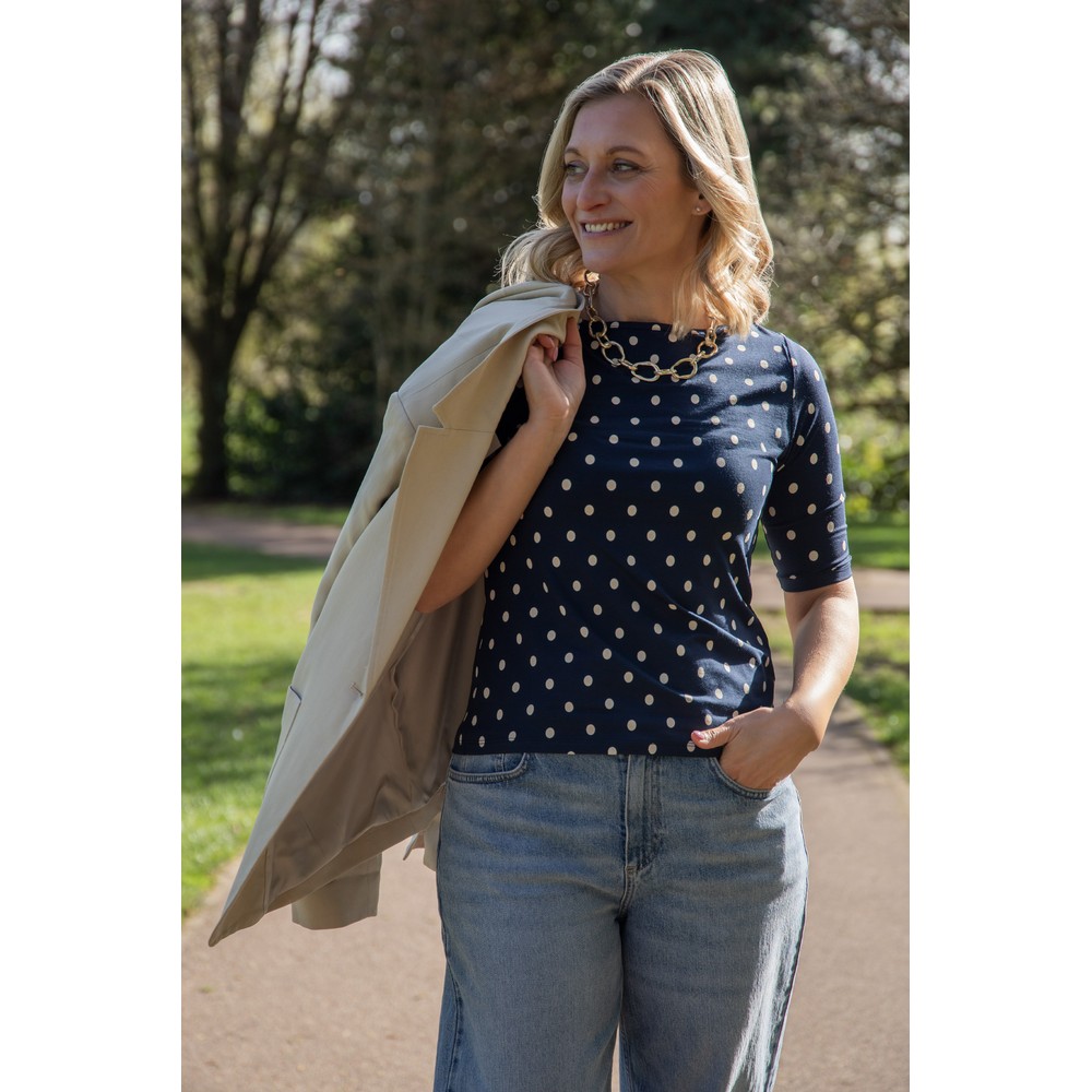 Masai Clothing MaBavessa Print Top Navy Blazer