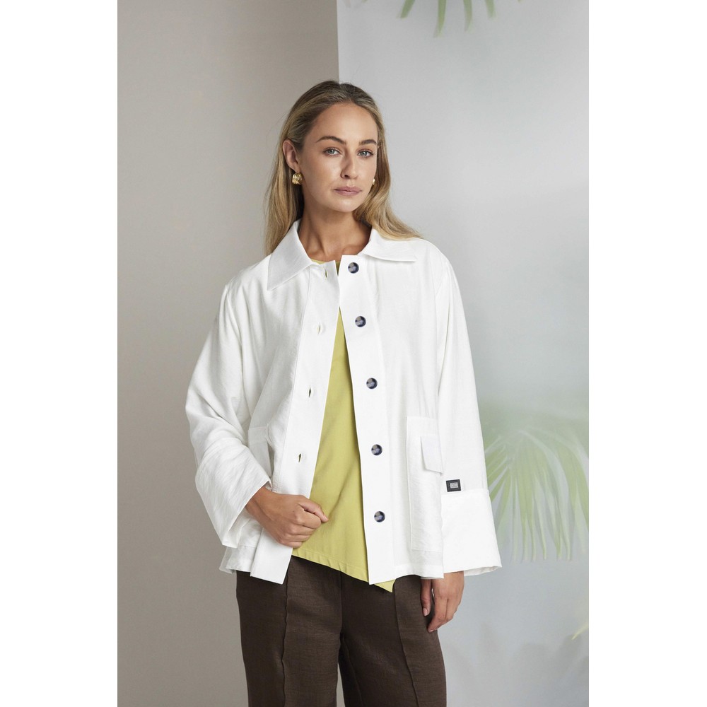 Naya Naya White Pocket Detail Button Jacket White 