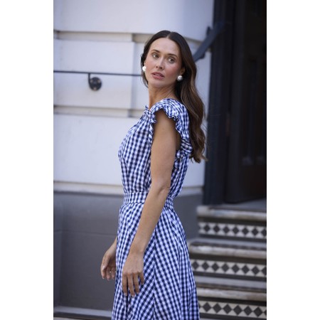 Brave & True Paz Navy Gingham Top - Blue