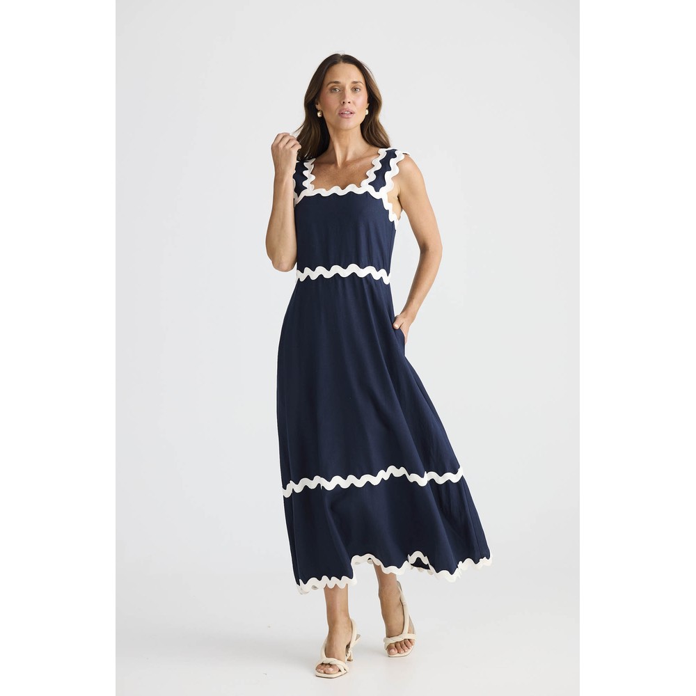 Brave & True Marlo Navy Midi Dress Navy
