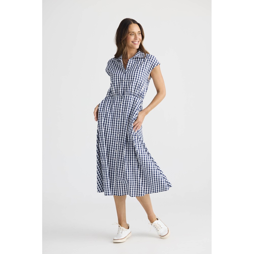 Brave & True Musings Navy Gingham Dress Navy Gingham