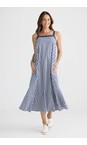 Brave & True Navy Gingham Erica Navy Gingham Strap Dress  