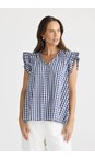 Brave & True Navy Gingham Paz Navy Gingham Top  