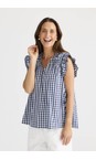 Brave & True Navy Gingham Paz Navy Gingham Top  