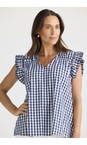 Brave & True Navy Gingham Paz Navy Gingham Top  