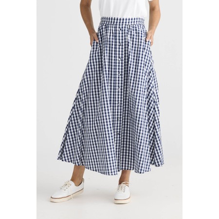 Brave & True Lucy Navy Gingham Skirt - Blue