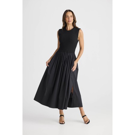 Brave & True Daphne Black Rib Maxi Dress - Black