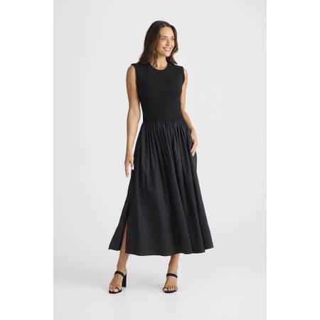 Brave & True Daphne Black Rib Maxi Dress - Black