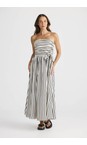 Brave & True Black Stripe Avalon Textured Black Stripe Maxi Dress  