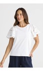 Brave & True White  Chloe White Ruffle Sleeve Tee  
