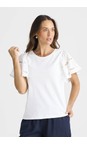 Brave & True White  Chloe White Ruffle Sleeve Tee  