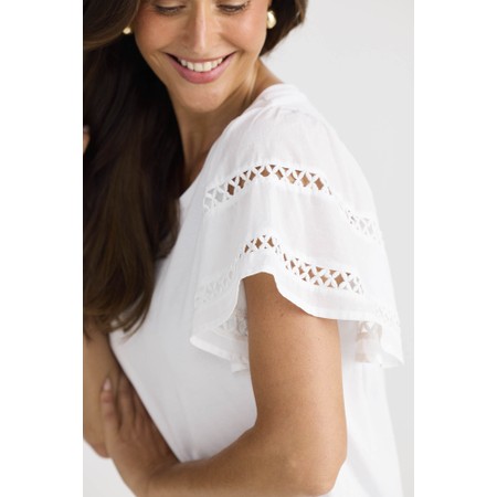 Brave & True Chloe White Ruffle Sleeve Tee - White