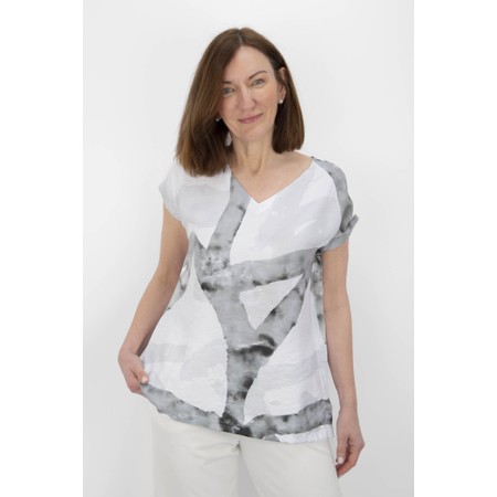 Naya Naya Marbled Ribbon Print Top - Grey