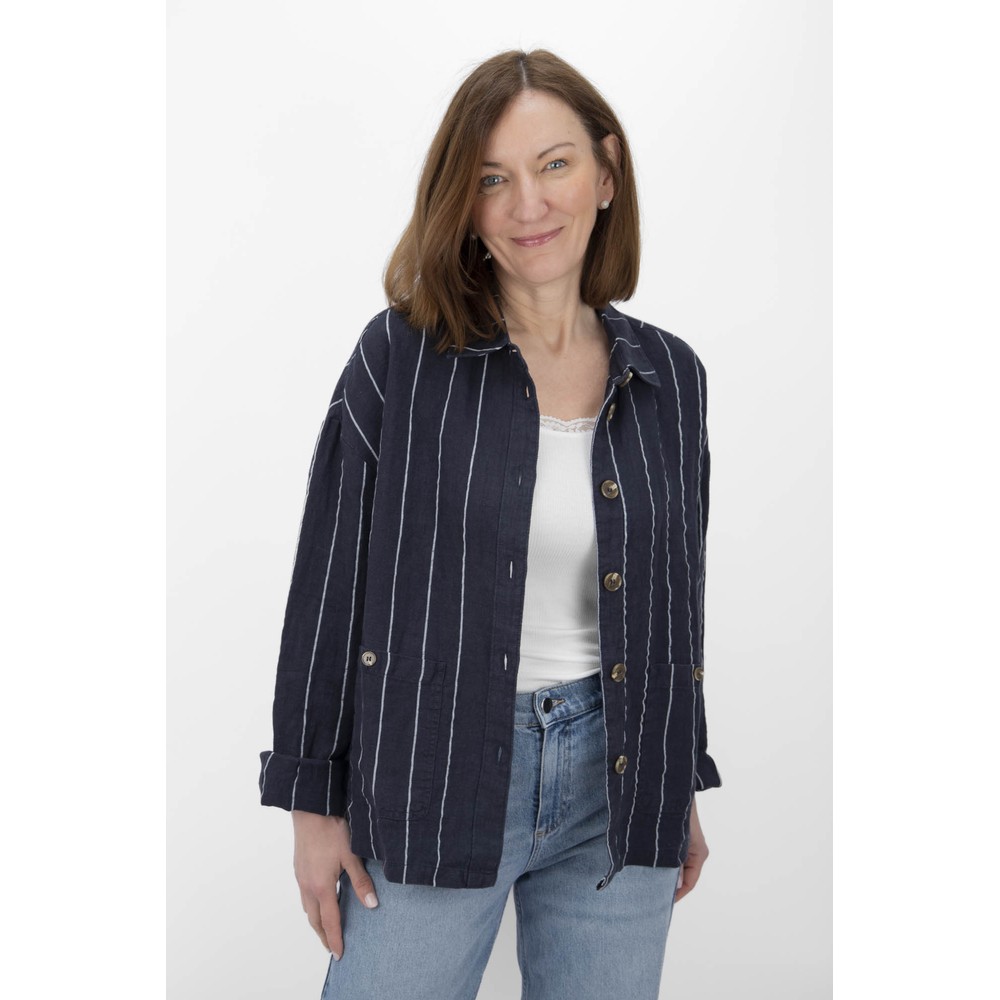 Chalk Kath Navy Stripe Jacket Navy