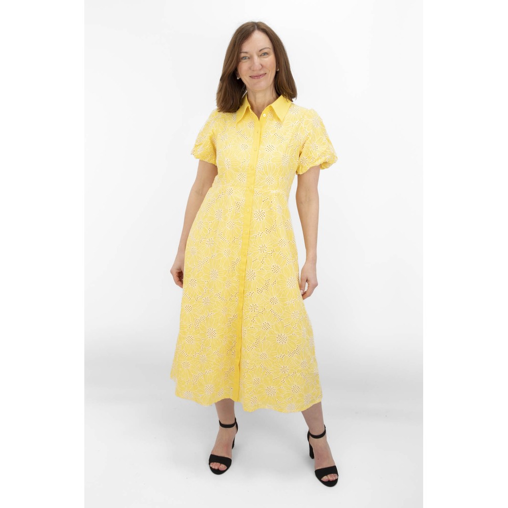 Foil Yellow Flowers Cut Above Dress Yellow Flowers