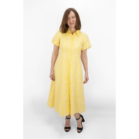 Foil Yellow Flowers Cut Above Dress - Yellow