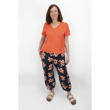 Foil Jubilant Bubble Flower Doodle Print Pant - Blue