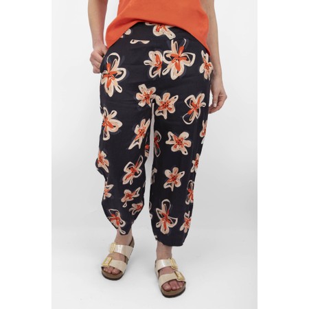 Foil Jubilant Bubble Flower Doodle Print Pant - Blue