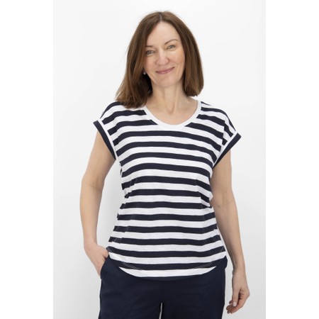 Foil Roll Model Bold Stripe Print Tee - Black
