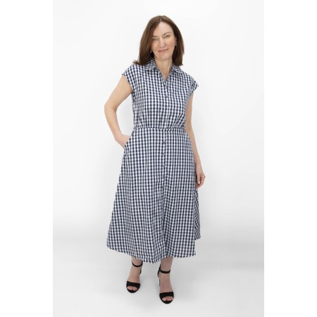 Brave & True Musings Navy Gingham Dress - Blue