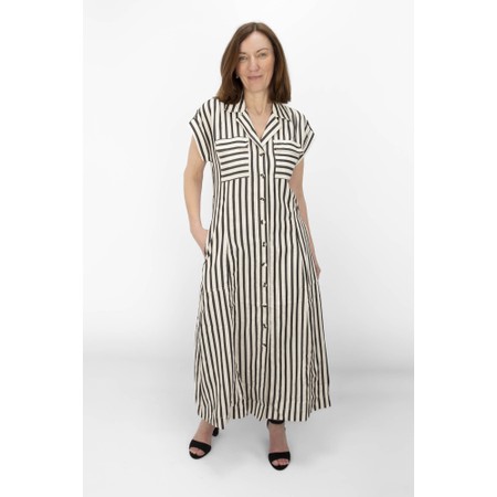 Brave & True Portia Black Stripe Shirt Dress - Black