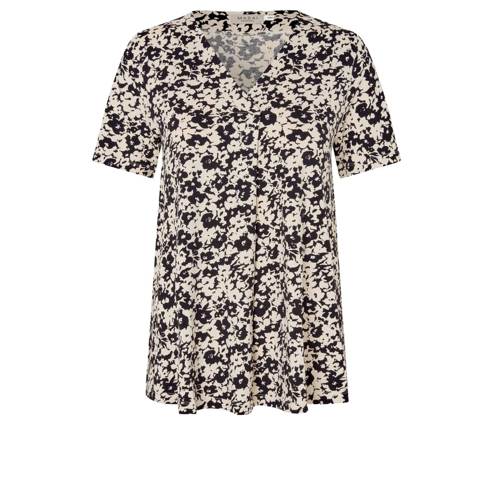 Masai Clothing MaDira Print Top Black 