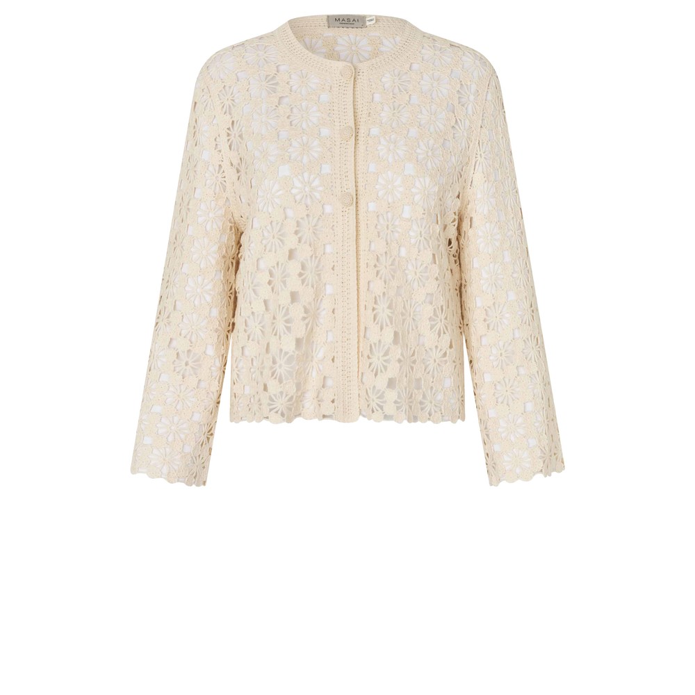 Masai Clothing MaLittalis Crochet Knit Cardigan Fog
