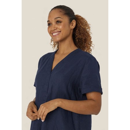 Masai Clothing MaNareela Navy Solid Linen Dress - Blue