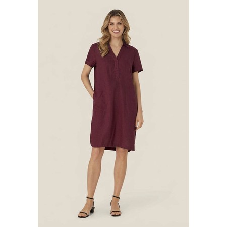 Masai Clothing MaNareela Beet Red Solid Linen Dress - Red