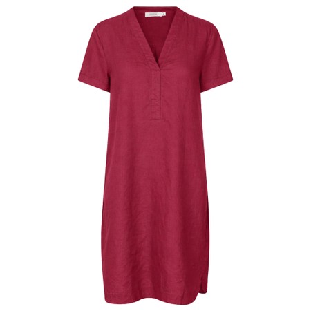 Masai Clothing MaNareela Beet Red Solid Linen Dress - Red