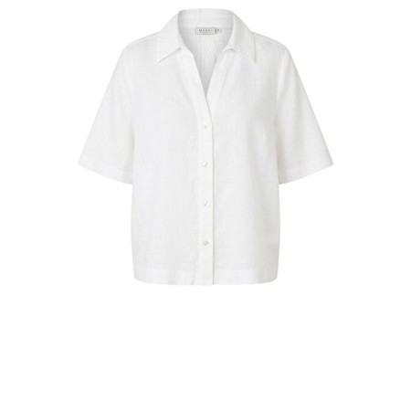Masai Clothing MaIryssa White Solid Linen Shirt - White