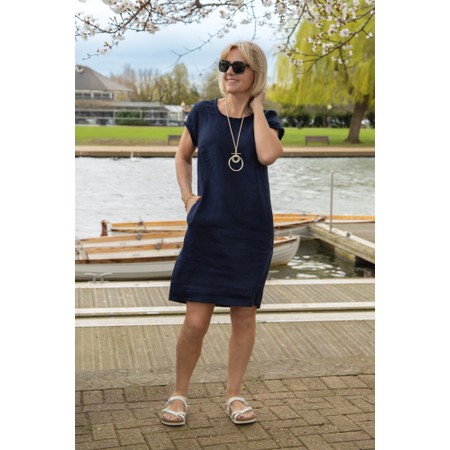 Foil Festival Eclipse Linen Dress - Blue