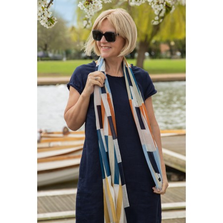 V.Fraas Fraas True Blue Printed Cotton Scarf - Blue