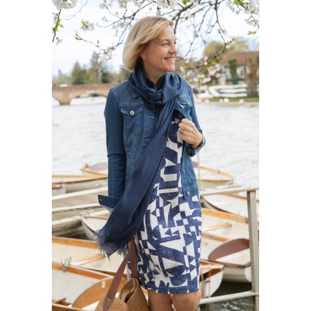 Gemini Label Accessories Cotton Modal Blend Navy Plain Scarf - Blue