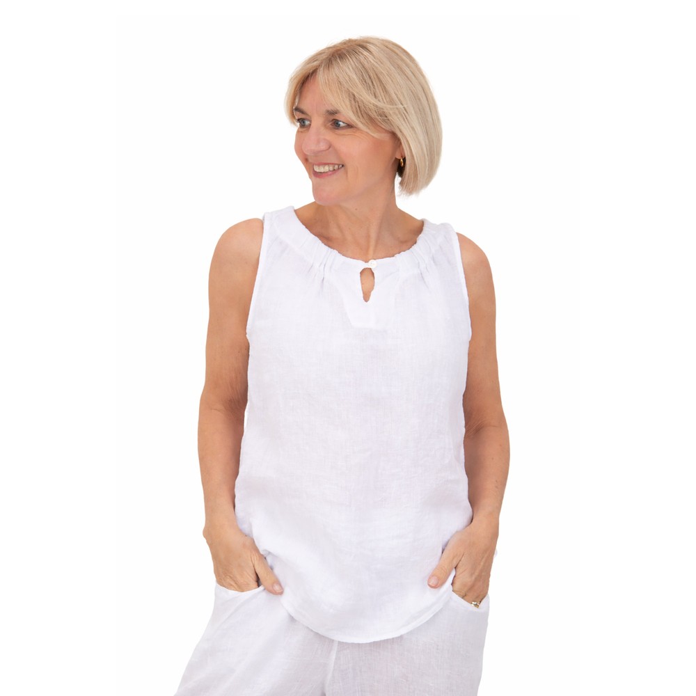 Amazing Woman Laura White Linen Top White 