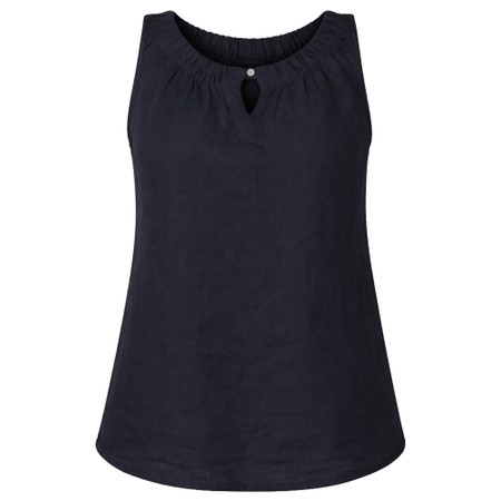 Amazing Woman Laura Navy Linen Top - Blue