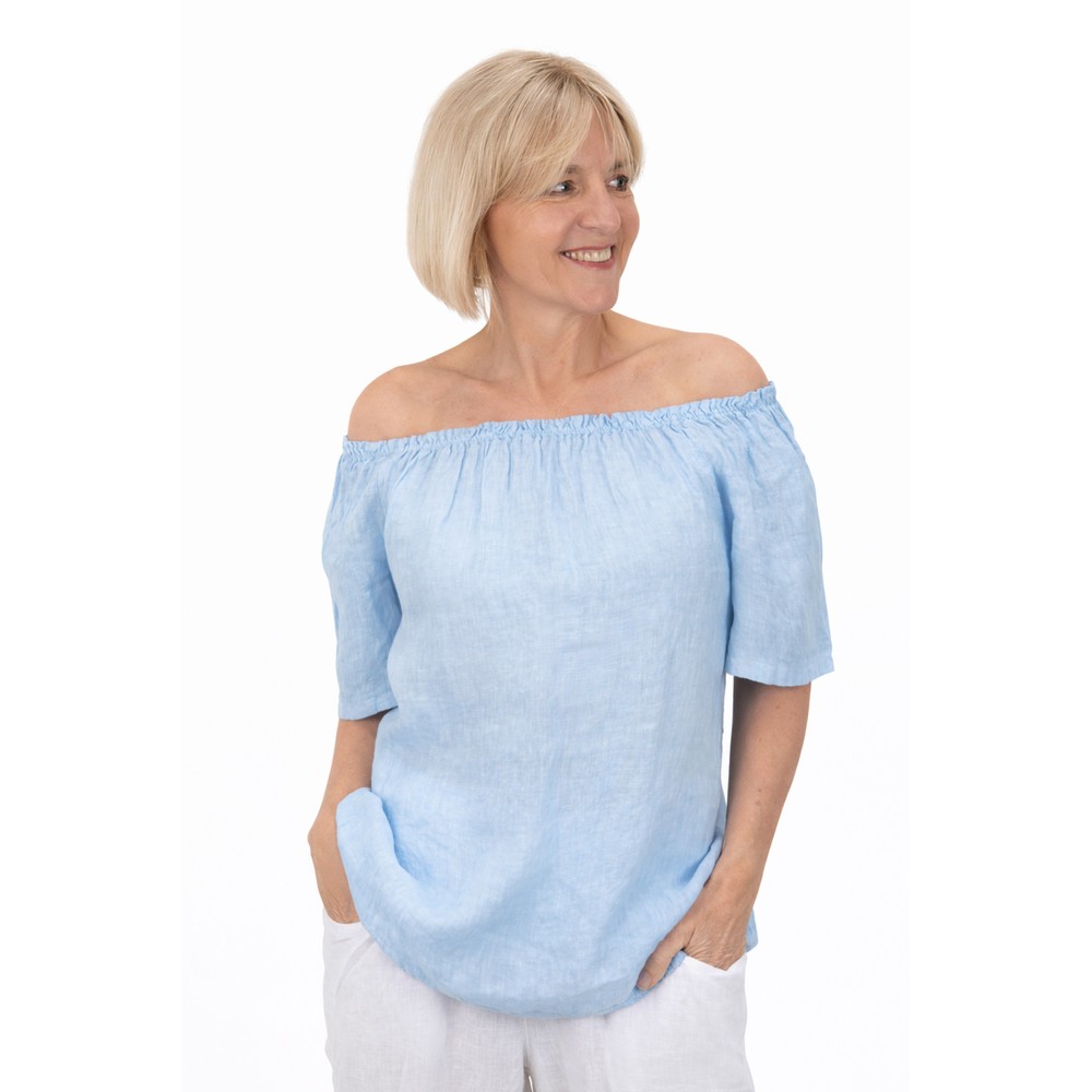Amazing Woman Ellie Ice Blue Linen Top Ice Blue