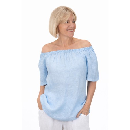 Amazing Woman Ellie Ice Blue Linen Top - Blue