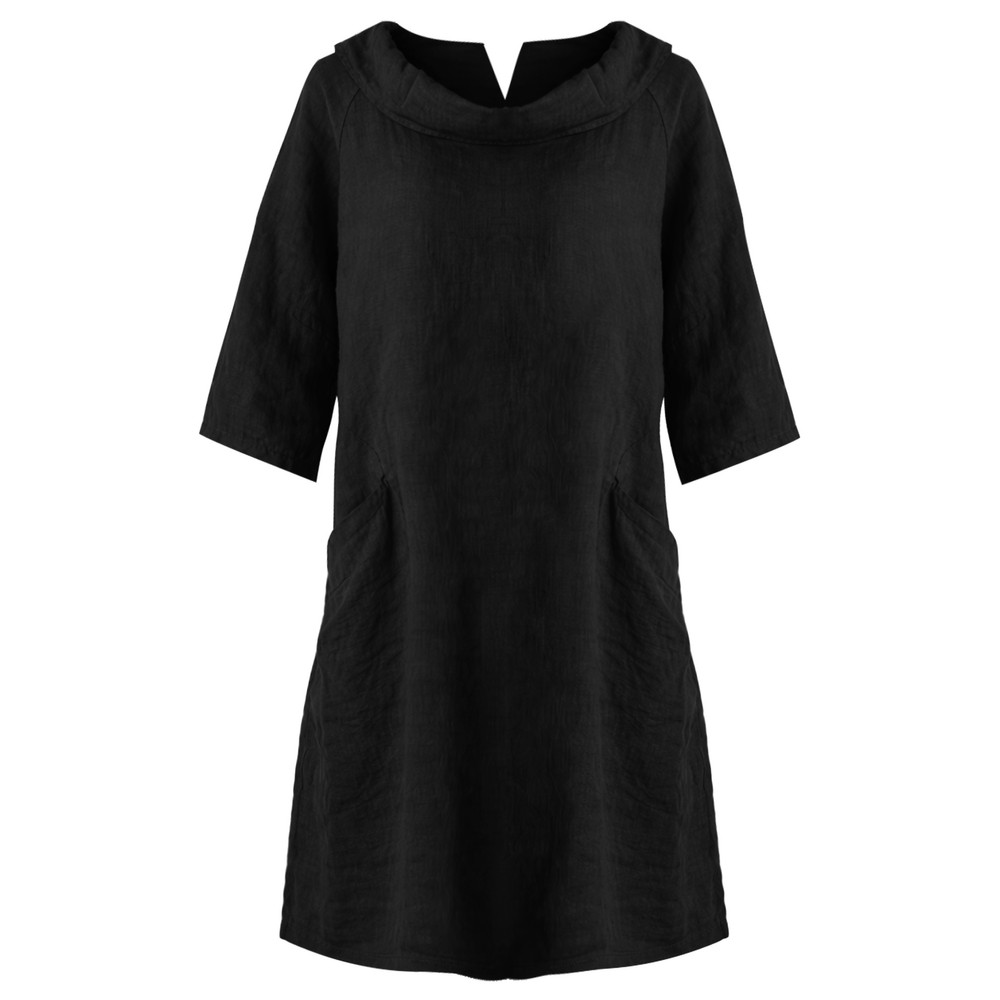 Amazing Woman Celine Black Linen Dress Black 