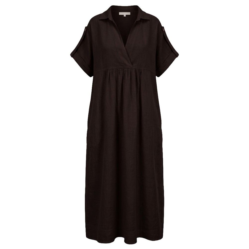 Amazing Woman Camile Chocolate Linen Dress Chocolate