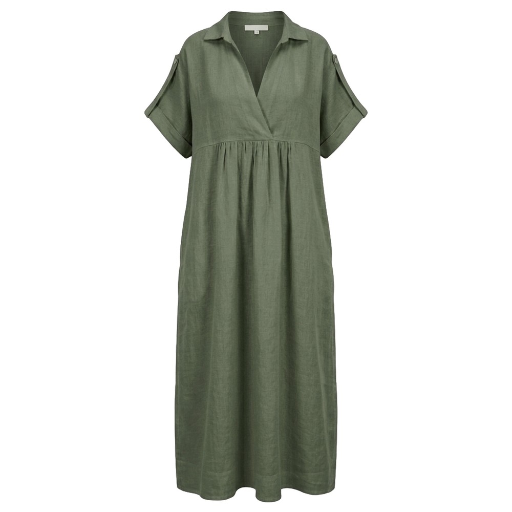 Amazing Woman Camile Khaki Linen Dress Khaki