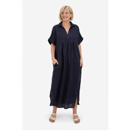 Amazing Woman Camile Navy Linen Dress - Blue