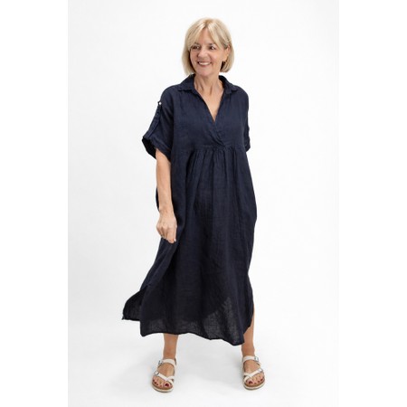 Amazing Woman Camile Navy Linen Dress - Blue