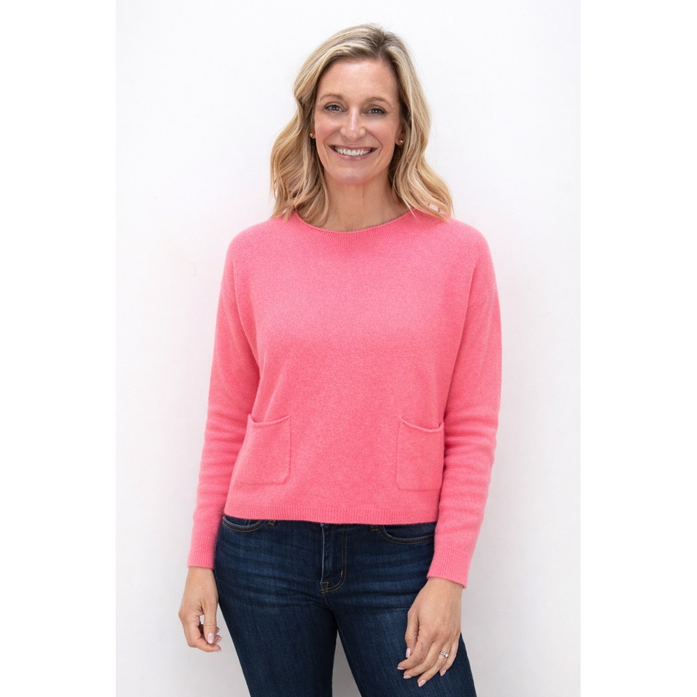 Amazing Woman Jodie Summer Pink Front Pocket Supersoft Knit Jumper Summer Pink