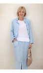 Amazing Woman Ice Blue Katia Ice Blue Front Pocket Short Linen Jacket  