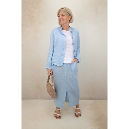 Amazing Woman Odie Ice Blue Linen Skirt - Blue